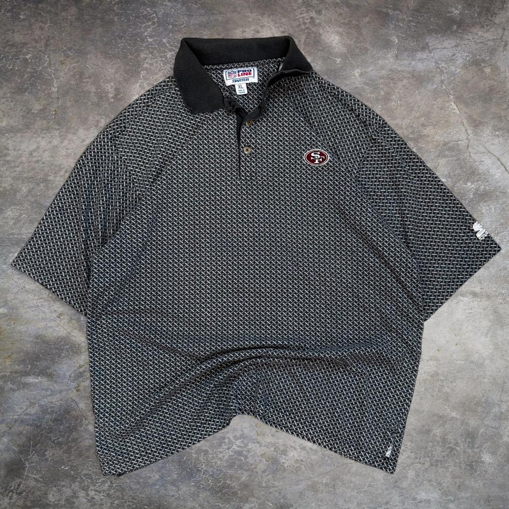 Vintage Starter Pro Line San Francisco 49ers Geometric Polo Shirt Men's XL 90s